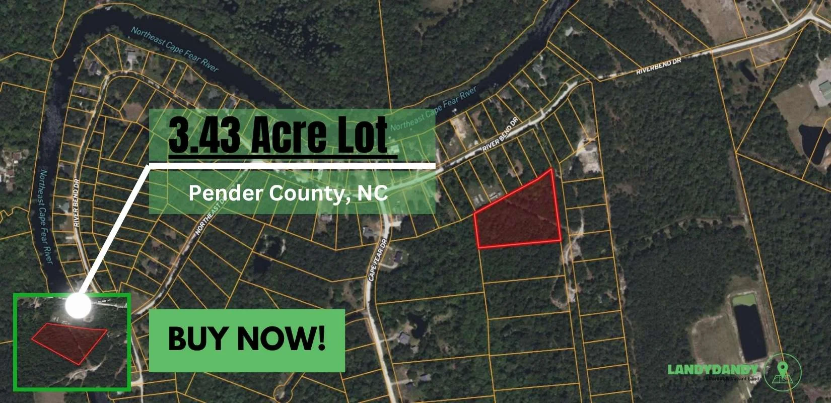 3.43 Acres of Land for Sale in Pender County, NC in Pender County, NC
