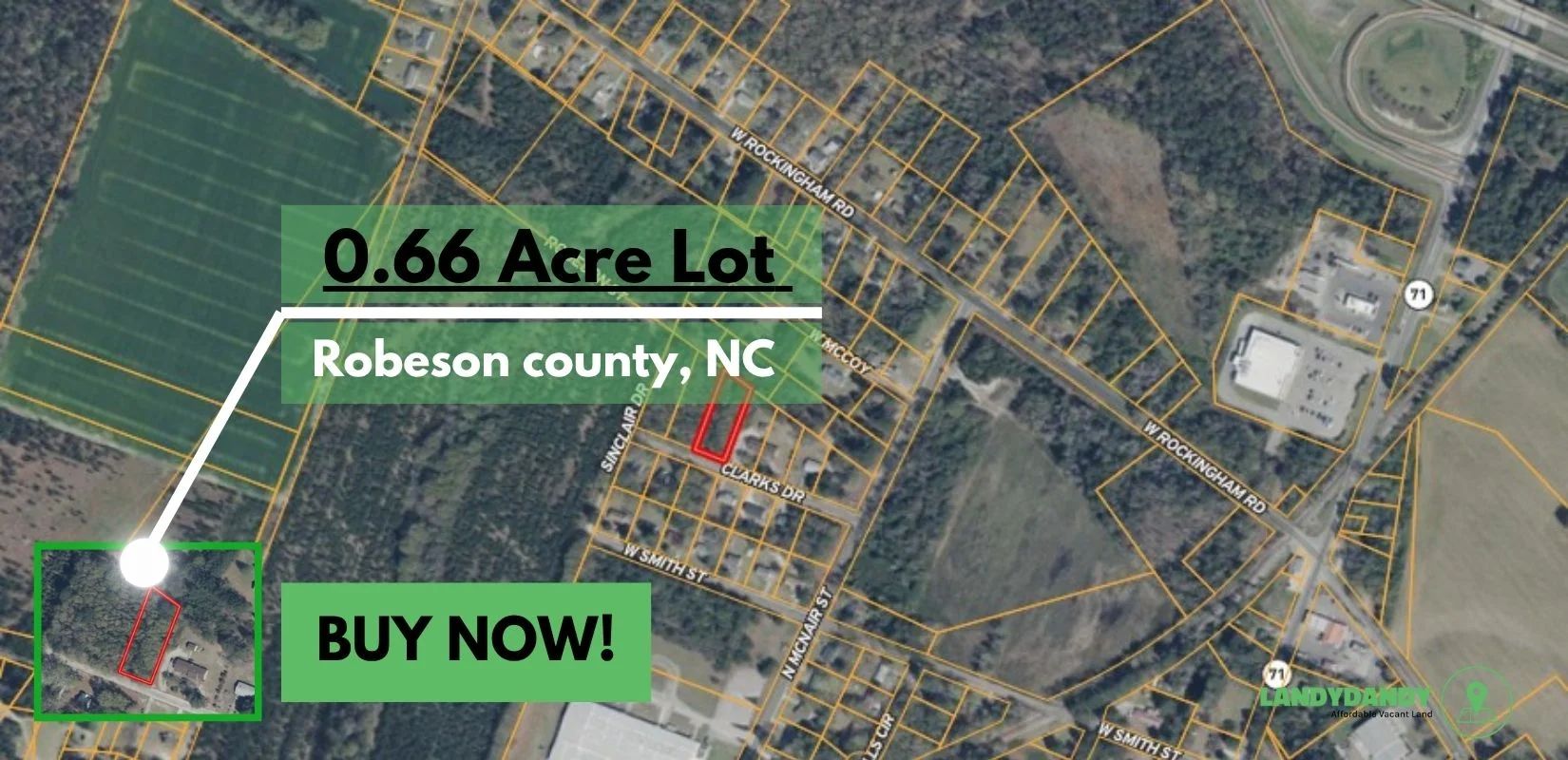 0.66 Acres Land for Sale in Robeson, NC - $8999 in Robeson County, NC