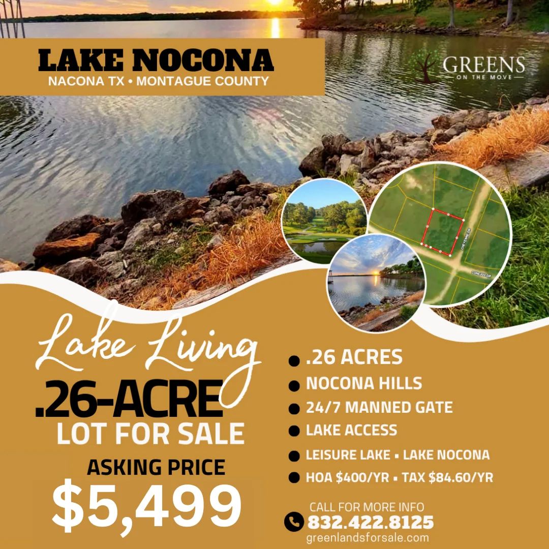 Discover Your Perfect Sanctuary in Nocona Hills: Build Your Dream Home on a 0.26-Acre Lot with Stunning Lake Views and Luxury Amenities! in Montague County, TX
